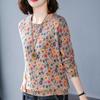 Casual Vintage Floral Printed Jumpers Women's Clothing O-Neck Autumn Winter Stylish Screw Thread Korean Loose Knitted Sweaters