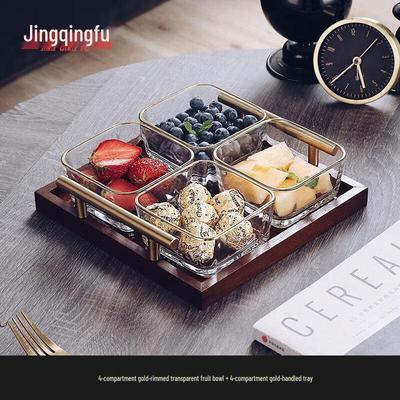 Jingqingfu Goldrand Glas Servierset mit Unterteilungen