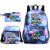 New rhythm box game merchandise primary school bag sprunki cartoon starry sky backpack 3-piece set D