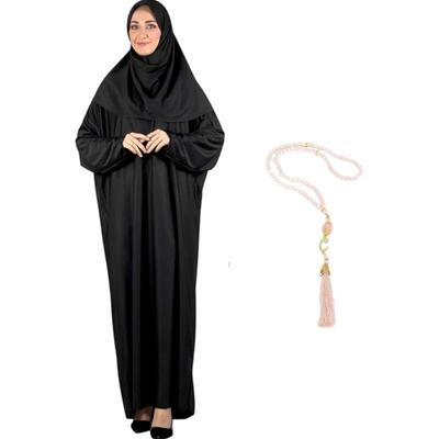 Frauen Gebetskleidung mit Hijab Muslimische Outfits Lange Robe Abaya Türkische Islamische Kleider Dubai Kaftan mit Rosenkranz