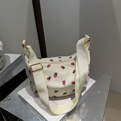 Cute Strawberry Bag Women's New Trendy Fashion Velvet Dumpling Bag Versatile Shoulder Messenger Bag