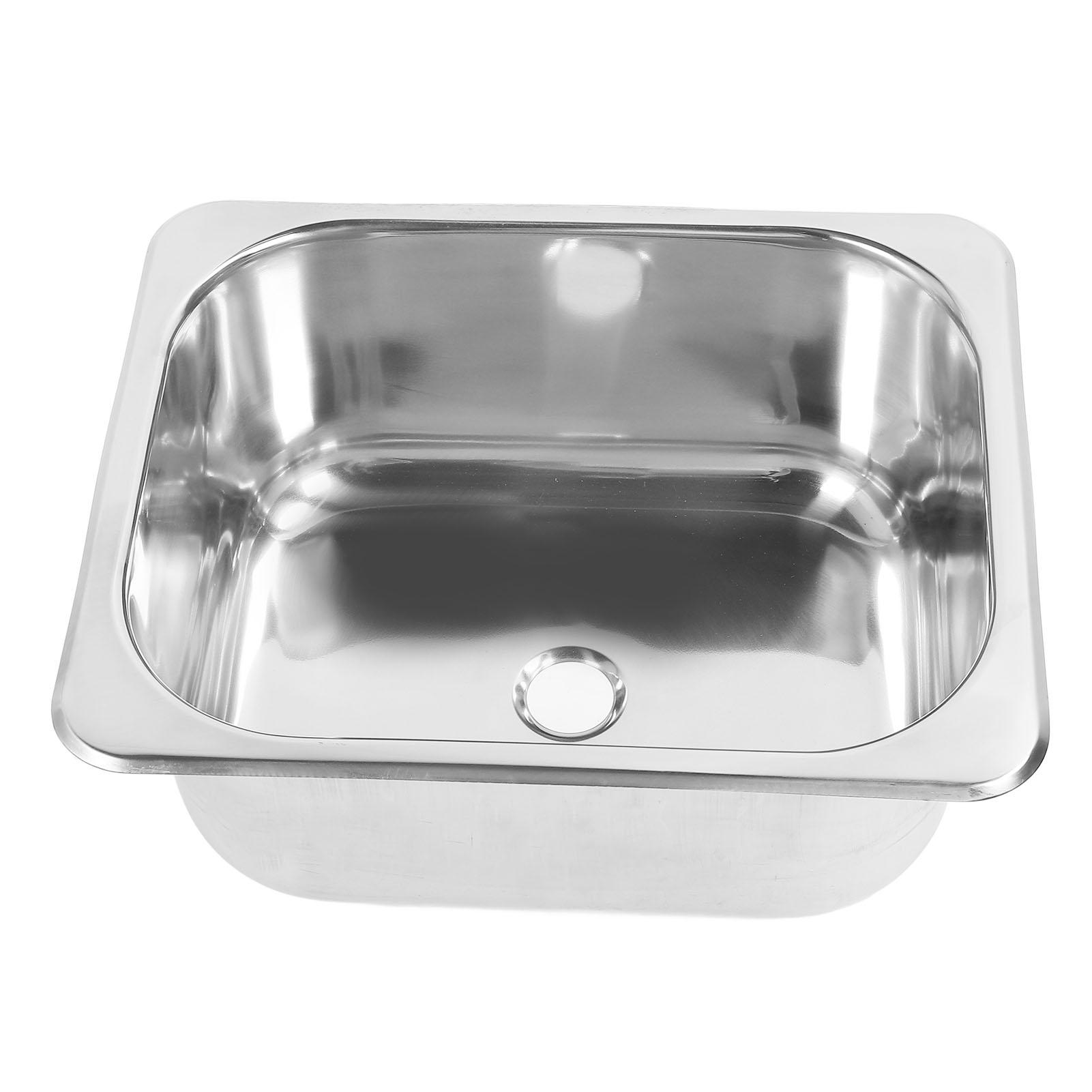 

RV Sink 304 Stainless Steel Polished Drop In Single Bowl Basin Sink with 40mm Drain Outlet for Camping Vehicle Boat