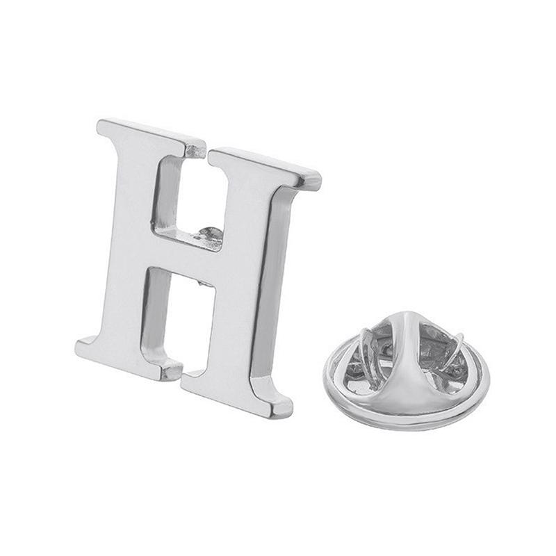 

High Quality Classic Style Silver Letter A-Z Metal Brooch Women Men S Lapel Pin Women S Hat Scarf Backpack Badge Jewellery H