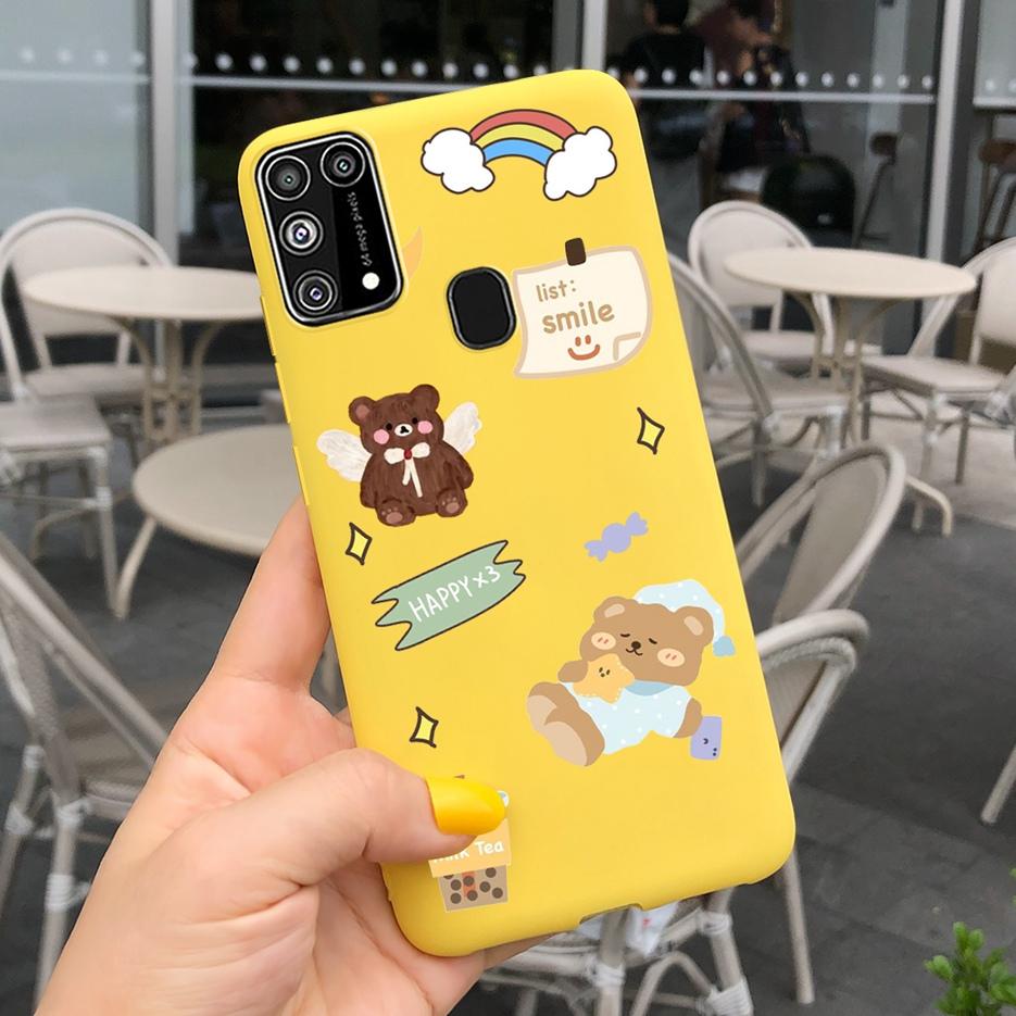 For Samsung Galaxy M31 Case SM-M315F Cute Bear Cartoon Painted Cover Phone Case For Samsung M31 M 31 GalaxyM31 Bumper Soft Funda