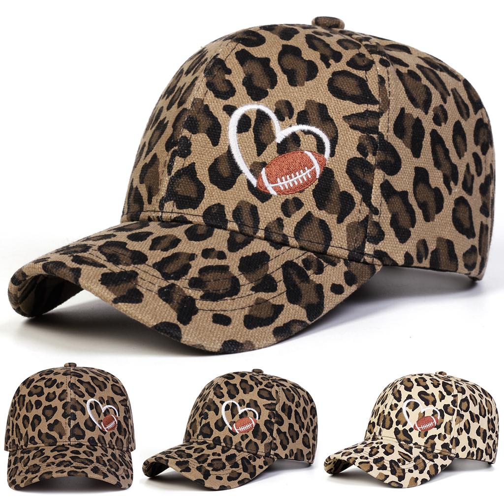 Unisex Love Embroidery Leopard Print Baseball Caps Spring Autumn Outdoor Adjustable Casual Hats Sunscreen Hat Sports Cap