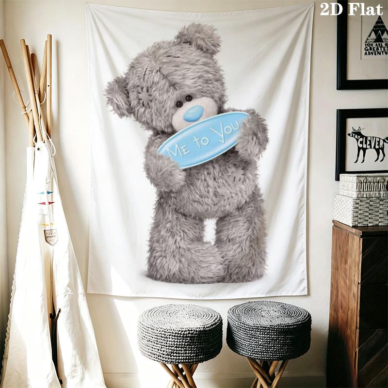 Tatty Teddy Wall Tapestry Aesthetic Wall Hanging Printed Fabric Blanket Decorative Tapestries for Bedroom Living Room Home Decor