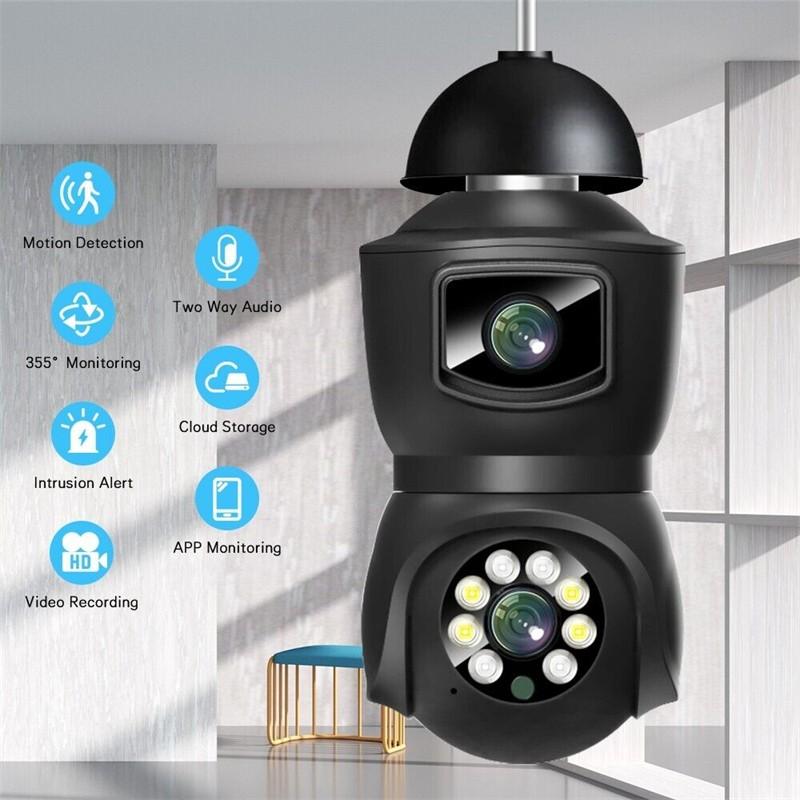 

4-мегапиксельная Wi-Fi камера наблюдения с двумя объективами для домашней безопасности, панорамная IP-камера видеонаблюдения, поддержка двустороннего аудиообнаружения движения