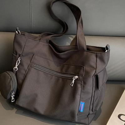 Commuter Tote Bag Women's Shoulder Bag New Oxford Cloth Solid Color Large Capacity Messenger Bag
