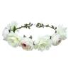 Mode Bohemia Girlang Rosblomma Krona Damhuvudband med Justerbart Band Flickor Blommig Krans Brud Halo Huvudprydnad
