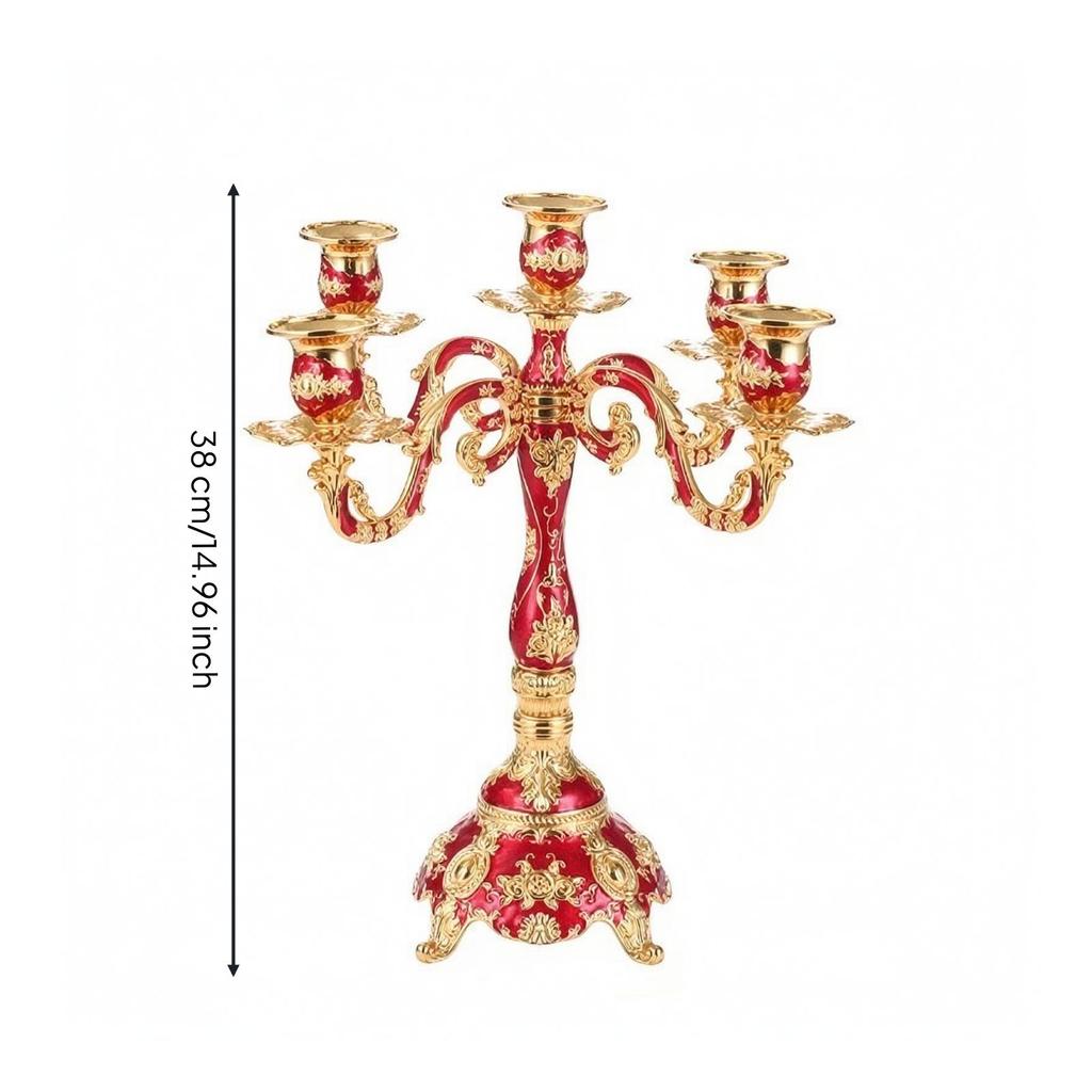 Five-Arm Candelabra Elegant Zinc Alloy Candlestick with Four Feet