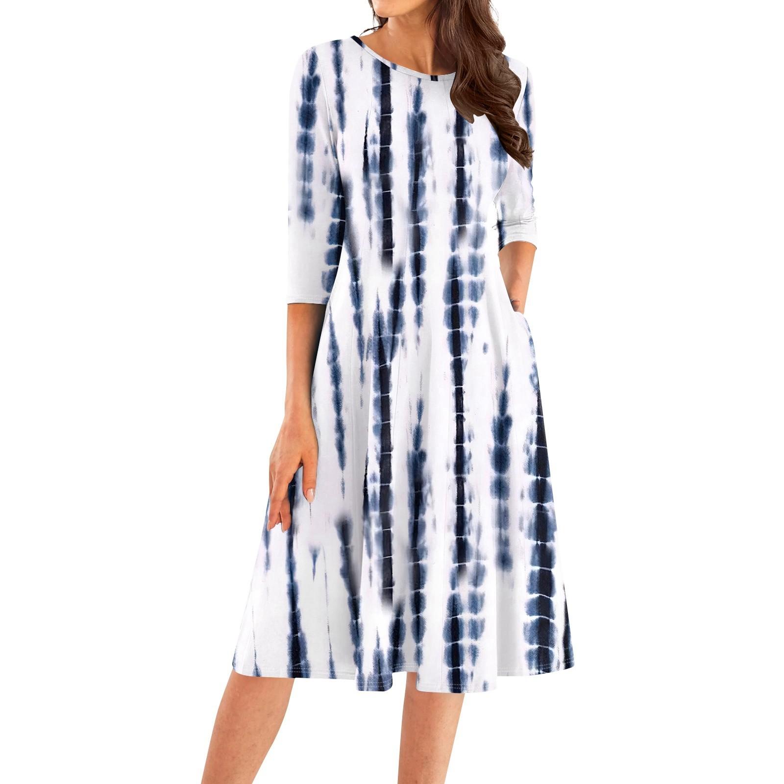 

Женское повседневное модное платье миди с круглым вырезом и рукавом три четверти L