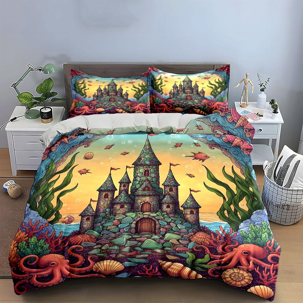 "Whimsical underwater castle dreams" Bedding sets Duvet covers Pillowcases(1* Duvet Cover 2* Pillowcases without duvet insert)