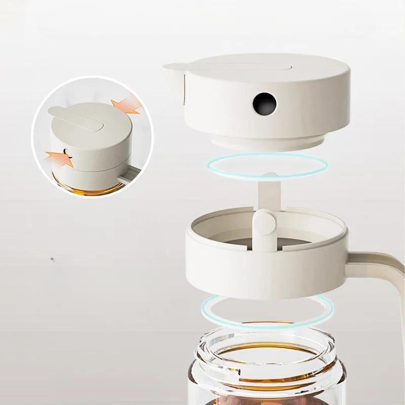 500ml Olive Oil Pourer with Automatic Cap Kitchen Dispenser Pour Oil Bottle Transparent Container Leakproof Kitchen Accessories