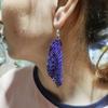 European and American Cross-Border Supply Fashion Earrings Metal Sequin Tassel Earrings Creative New Square Geometric Long Earrings