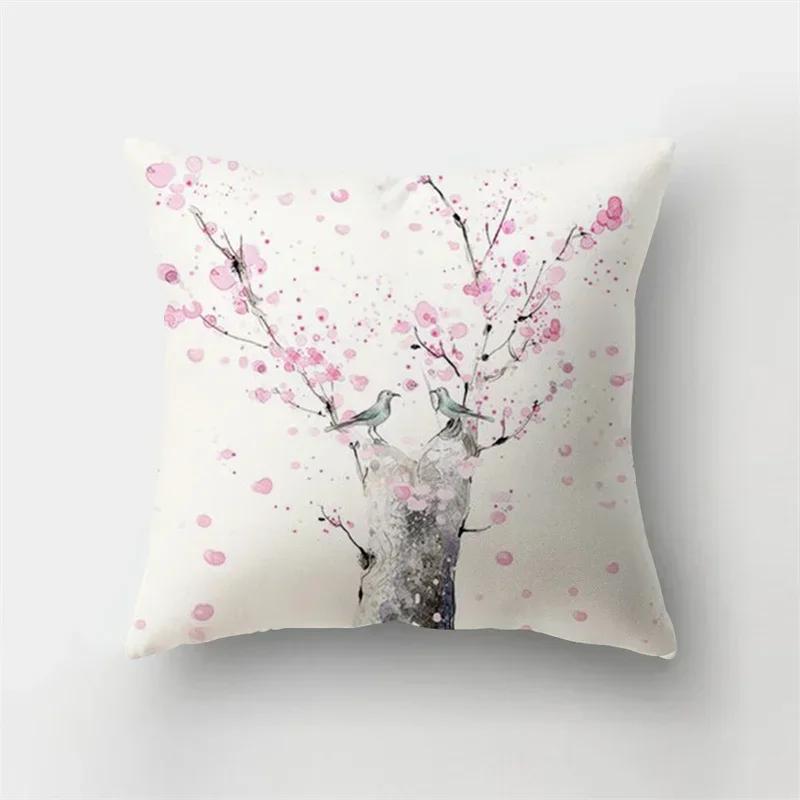 Bank Huisdecoratie Dieren Kussensloop Natuurlijke Bladeren Bloemenlandschap Kussenhoes Kort Pluche
