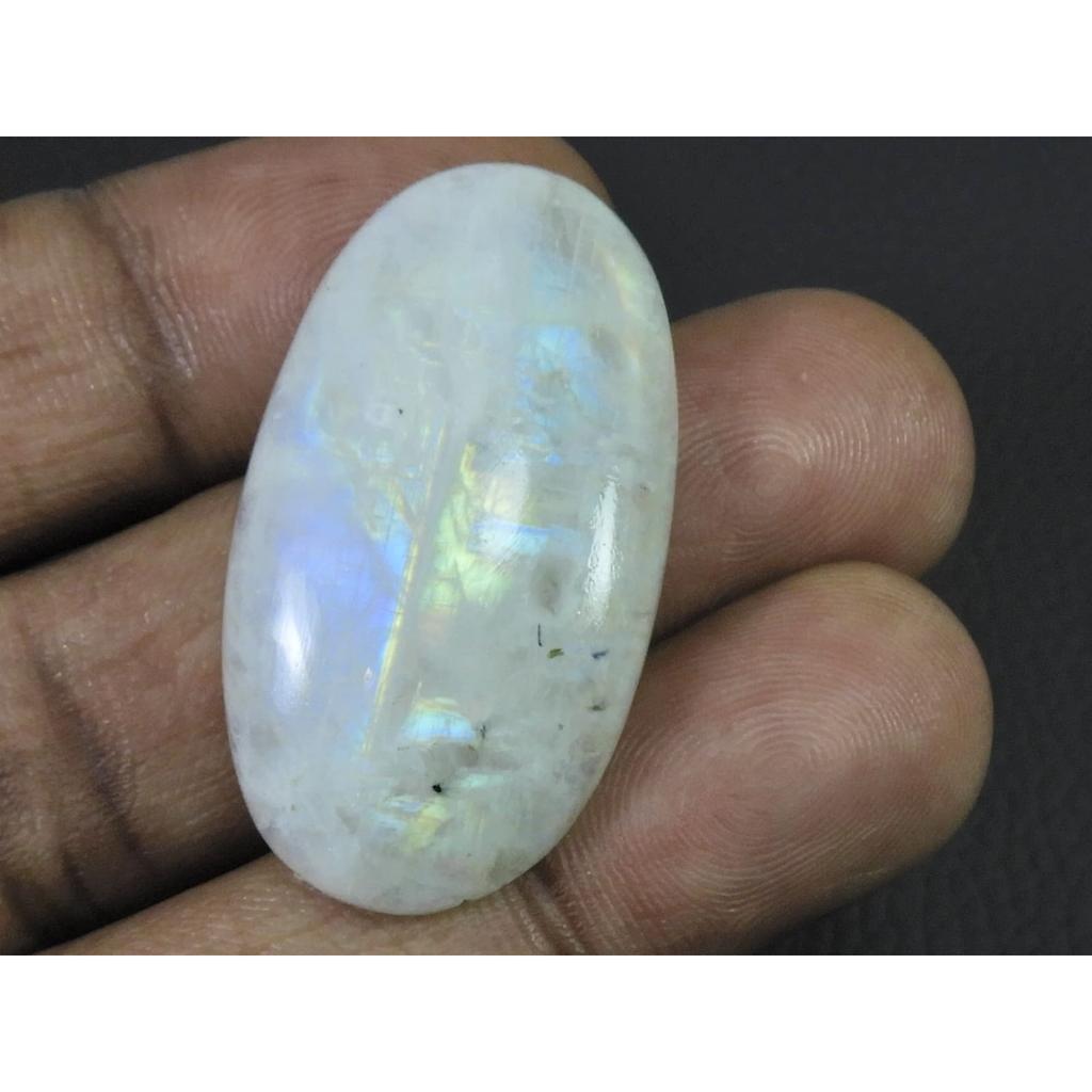 21X32X07 MM Natural Rainbow Moonstone Oval Cabochon Loose Gemstone 52Cts. C-1608