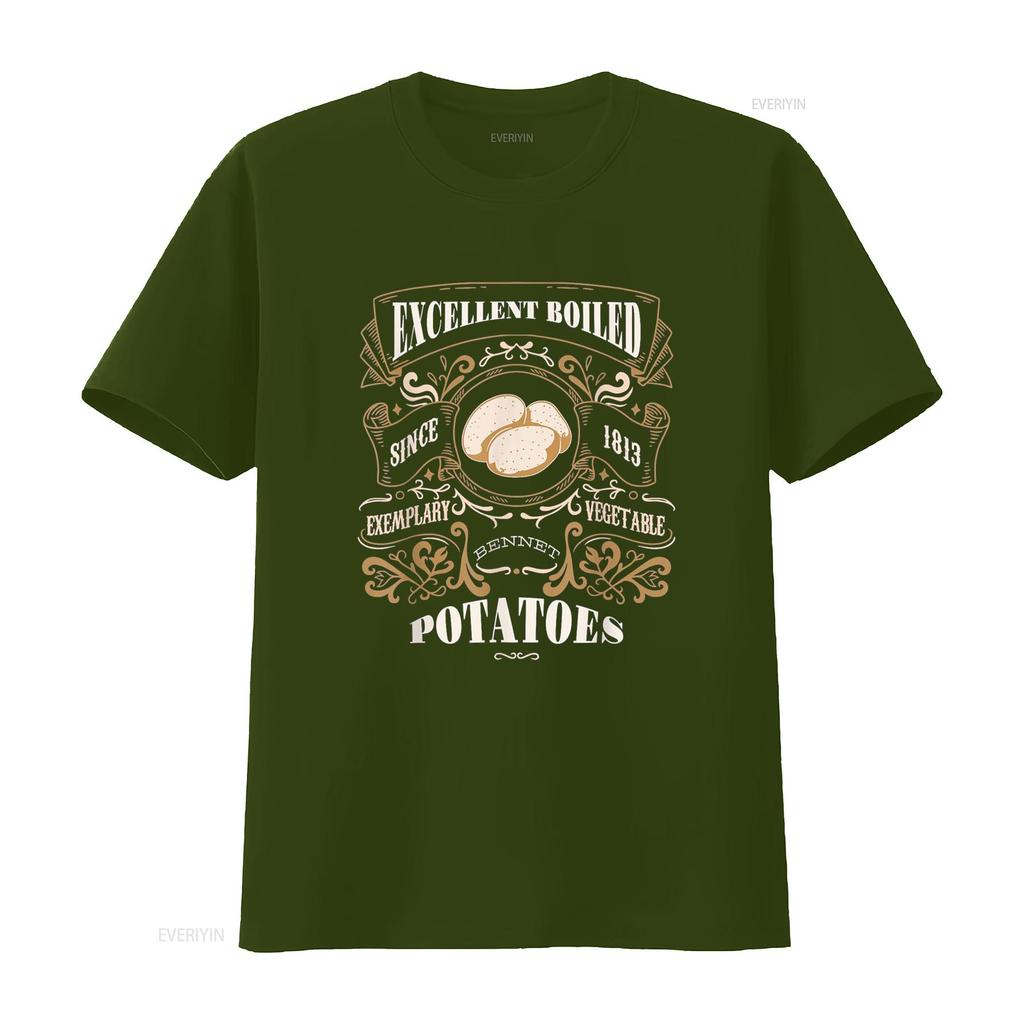 EXCELLENT BOILED POTATOES Pride Prejudice Jane Austen Meme T Shirt Vintage Washed Casual Slightly Stretched Designer Clothes