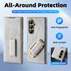 Oatsbasf for Samsung Galaxy Z Fold 8 Ultra Leather Case,with 360° Metal Kickstand & Finger Strap, Shockproof Hinge Protection