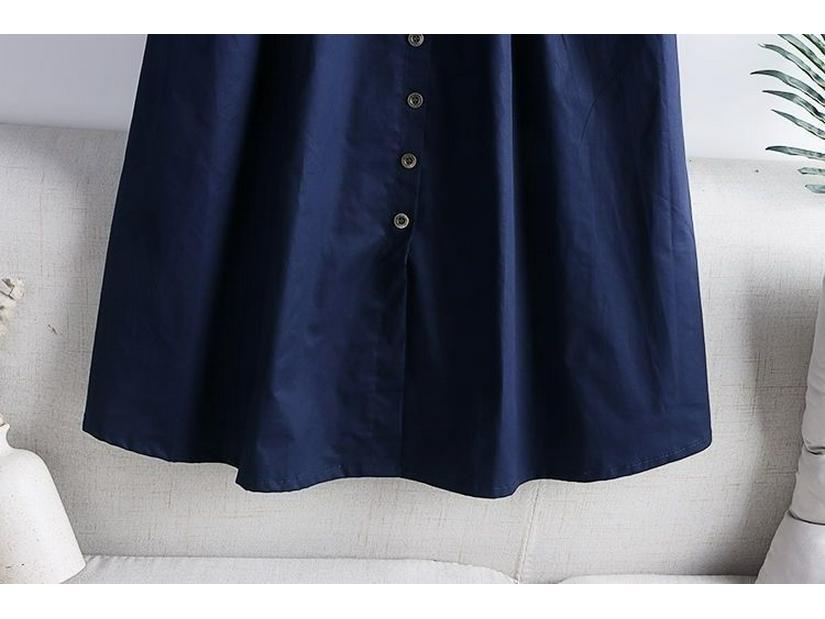 2024 Spring/Summer Korean Style Elastic High Waist A-Line Midi Skirt with Large Pockets and Slit