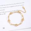 Fashion Titanium Steel Chain Bracelet for Women 4 Rings Buckle Gold Anklet Simple Female Bracelet Jewelry