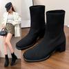 New Medium Socks Boots Pointed Fly-woven Short Boots Waterproof Table Heightening Boots Japanese Princess Boots Fashion Boots
