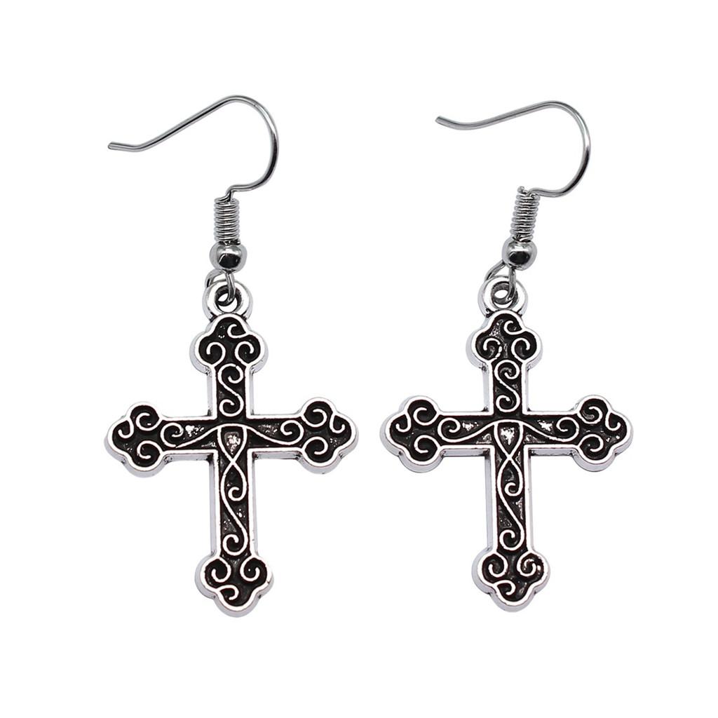 Cross Dangle Earrings Minimalist Gothic Christian Symbol Drop Earrings Girl Jewelry