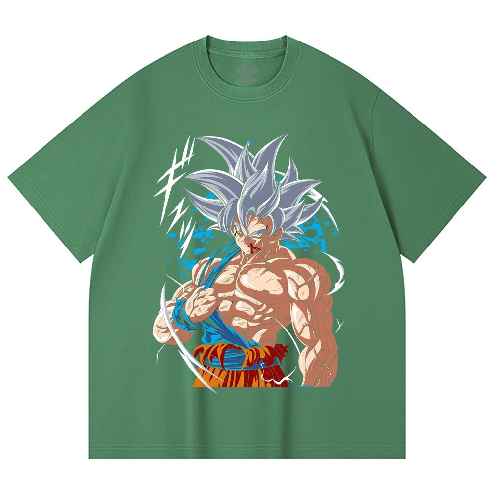 230 Gsm 100% Cotton Dragon Ball V47 Goku Ultra Instinct Print Unisex Heavy Cotton T Shirt