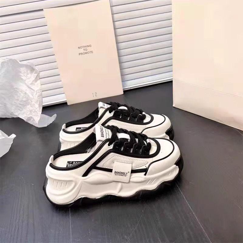 

Баотоу полушлепки женские летние 2025 новинка корейская версия платформа маффин без каблука ленивые повседневные папины кроссовки 35