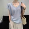 Elegant U-Neck Knit T-Shirt: Summer 2025 Fashionable, Lightweight Inner Wear for Women