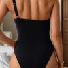 One-piece New Solid Color One-piece Irregular One-shoulder Sexy Swimsuit Women