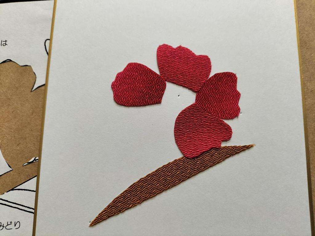 Chirimen Collage Colored Paper Handmade Kit Chirimen Collage "Camellia"