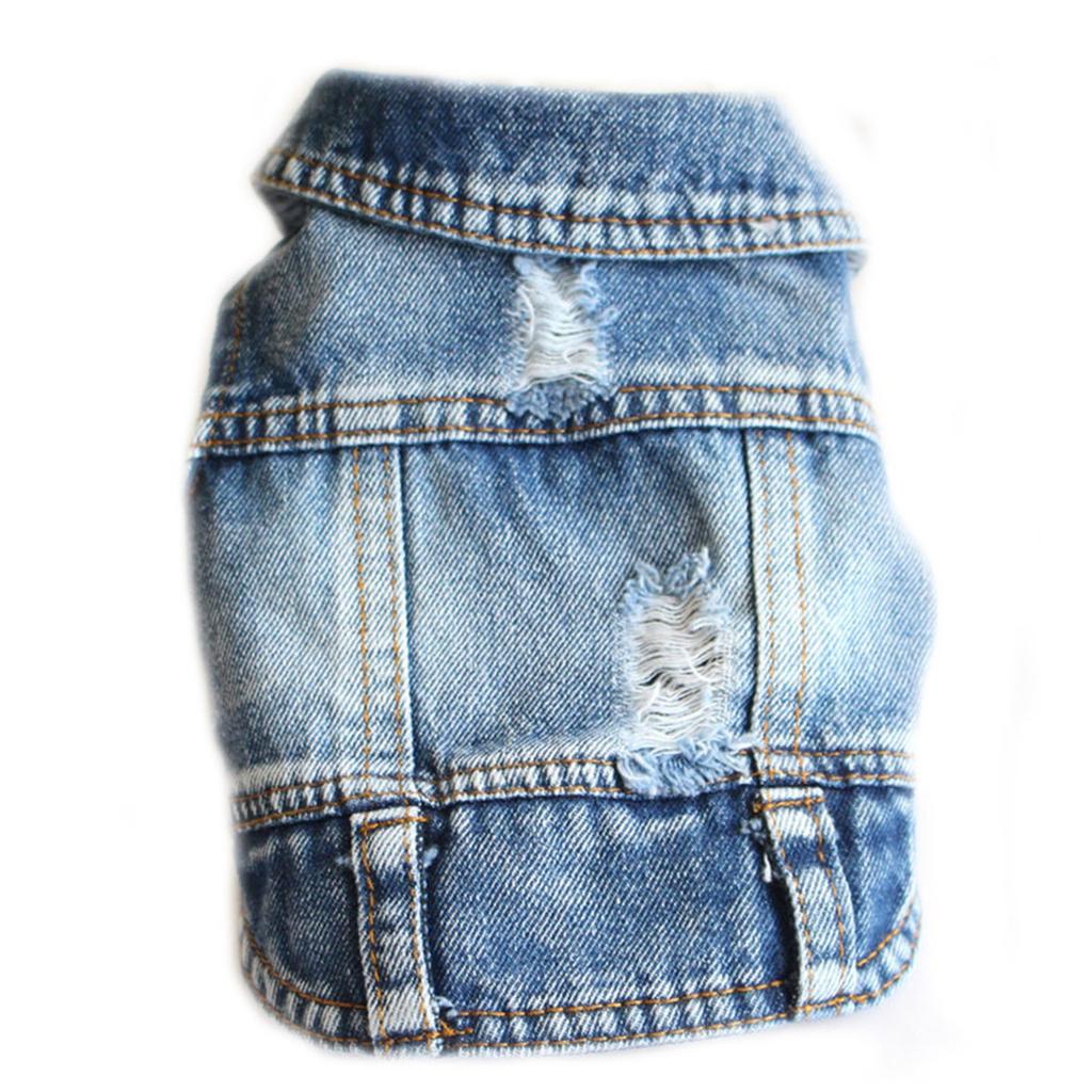 Denim Vest Jacket T-Shirt Cute Puppy Clothes, Comfortable Cool Clothing For Small Dogs