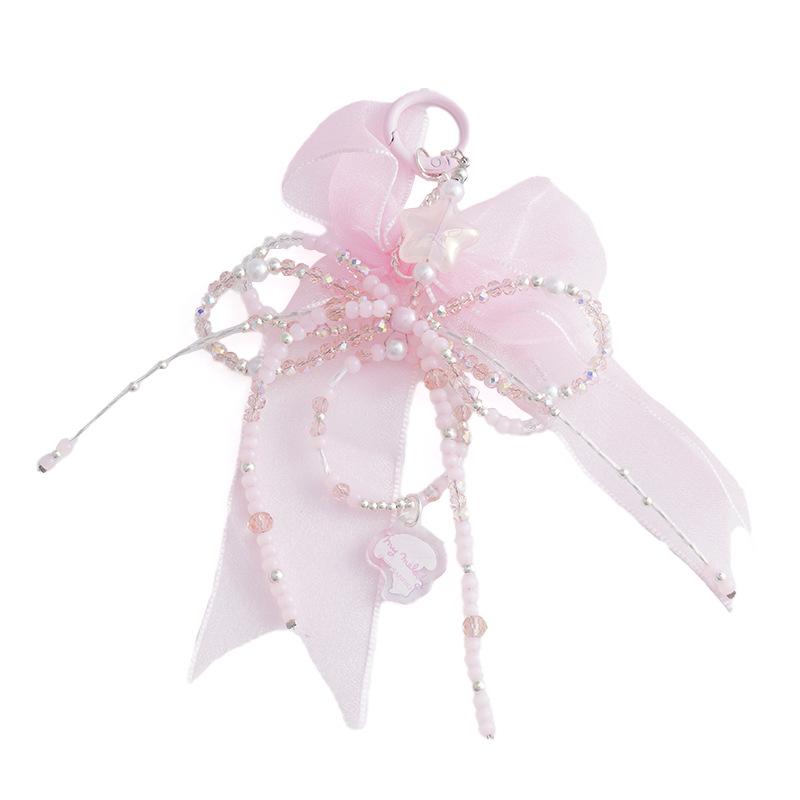 Sanrio Crystal Bow Beaded Jewelry Keychain - Lace Handbag Charm, Korean Style