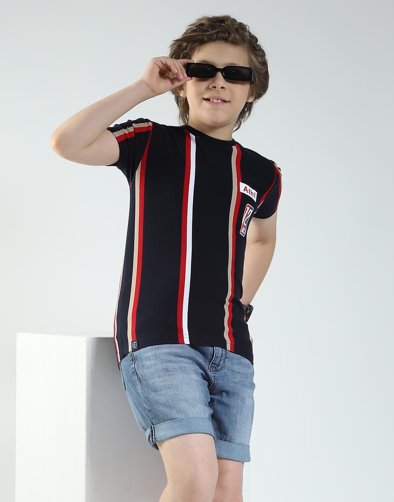 MONTE CARLO Boys Striped Round Neck T-Shirt