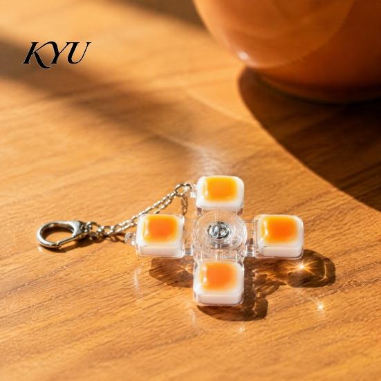 Glowing Fidget Spinner 4-Keys Keyboard Toy, LED Light-up with Office Desk Gadget Keychain, Stress Relief Push Button Finger Clicker Pendant Toy