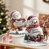 Christmas Party Centerpieces Winter Ornaments, Double-sided Acrylic Snowman/Santa Claus/Reindeer/Cottage Table Xmas Fireplace Decorations for Holiday