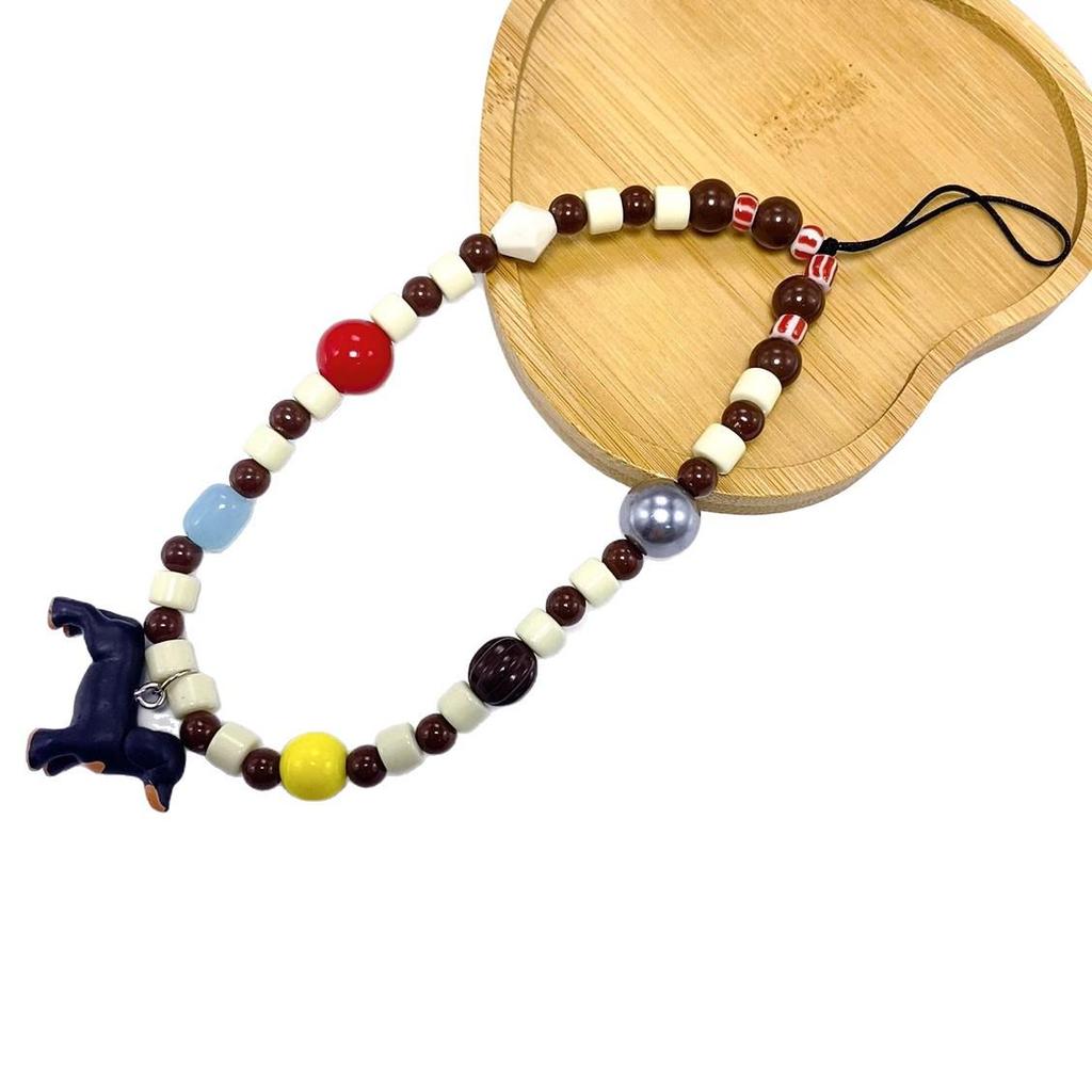 Ghostly Beaded Halloween Phone Charm with Bell Skull and Anti-Lost Pendant