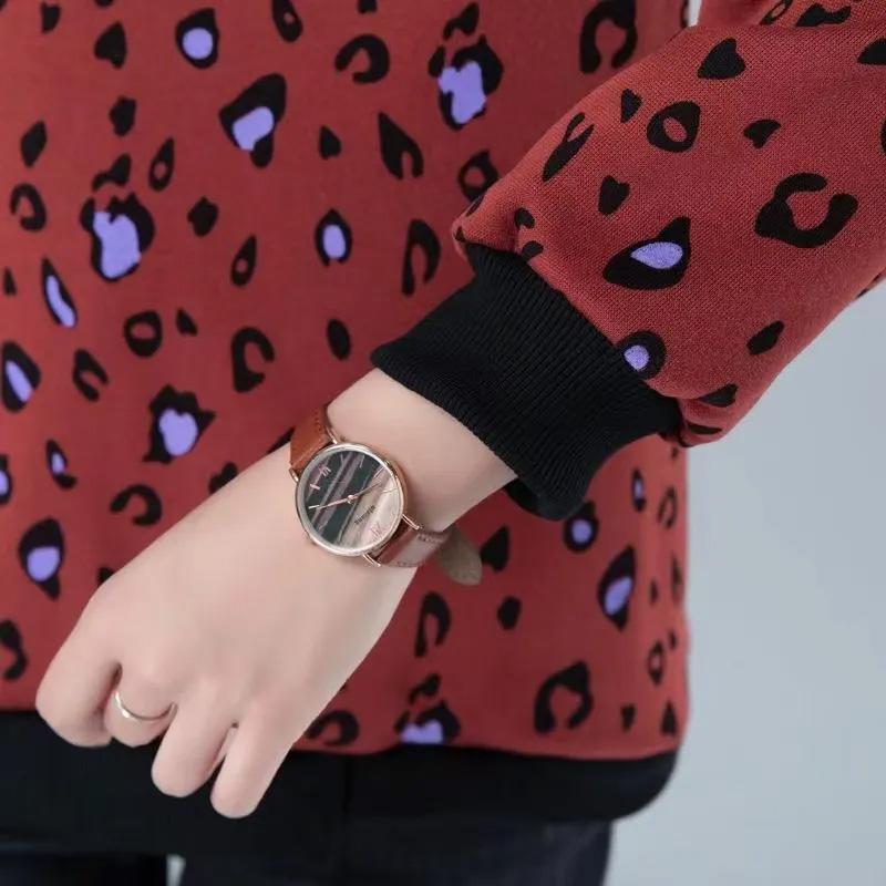 Sweatshirt Women Winter Thickened Round Neck Inner Warm Printed Big Yard Bottom Shirt Tops