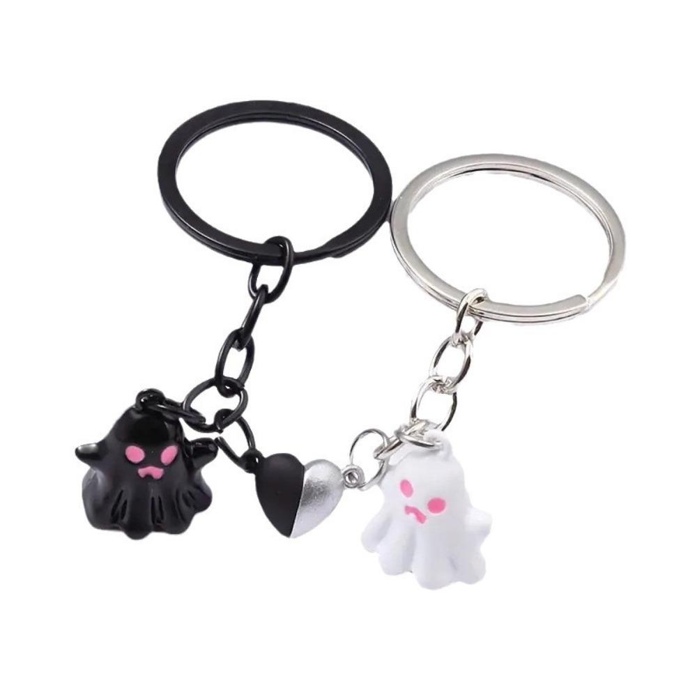 1Pair Bag Hanging Halloween Ghost Keychain Cute Key Rings Minority Magnetic Ghost Pendant  Gift