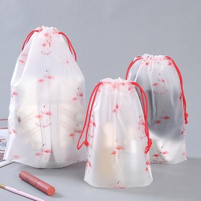 3PCS Cartoon Drawstring Bag Waterproof Travel Shoes Clothes Underwear Storage Bag Organizer Cute Wash Cosmetic Packaging Bag