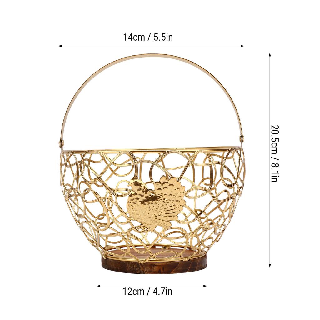 Wire Egg Basket Vintage Multifunctional Metal Egg Storage Basket with Handle for Vegetables Fruits