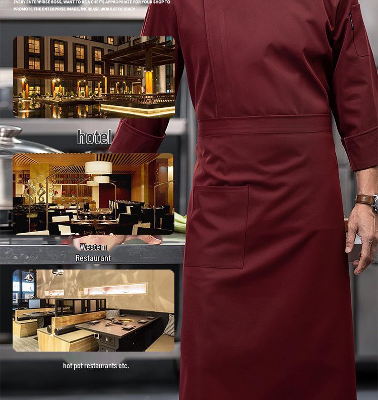 Men's Long Sleeve Elastic Waterproof Chef Uniform for Autumn/Winter - Ideal for Hotel, Restaurant, Hot Pot, BBQ, Canteen, and Bakery Kitchens.