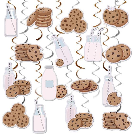 Milk and Cookies Birthday Decorations One Sweet Cookie Birthday Decor Cookie Decorations Milk and Cookies Ceiling Hanging Swirls