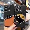 Funny Cat Patterned Soft Black Silicone Phone Case For Samsung Galaxy A55 A54 A34 A15 S24 Xiaomi Redmi Note 13 Pro Camera Shockproof Protective Cover