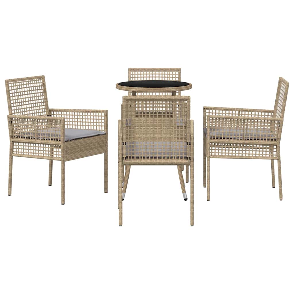 Garden Dining Set 5 pcs Beige Poly Rattan
