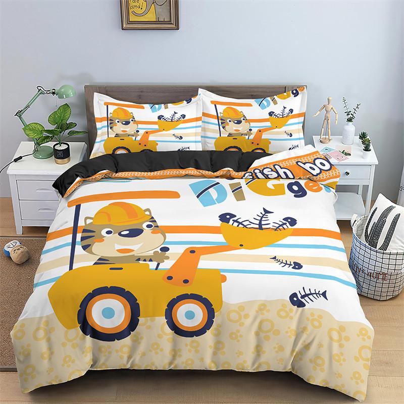 Cartoon Bear Duvet Cover 3PCS Bedding Set Microfiber Twin Full For Girls Kids Cute Animals Comforter