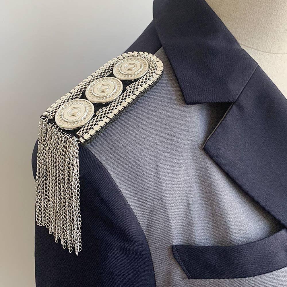 Delicate Handmade Tassel Epaulette Long Chain Rhinestones Brooch Electroplating Classical Shoulder Brooch Men Women