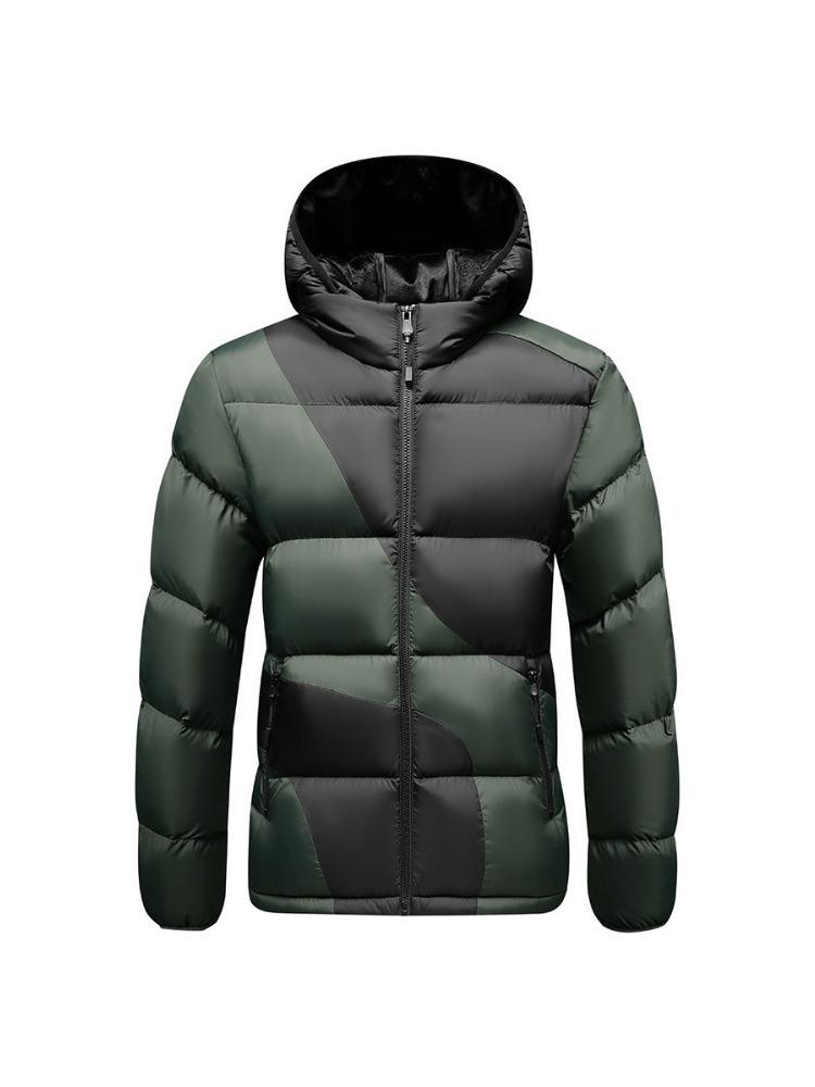Light Cotton Clothing Men's Models Winter New Crash Colour Slim Splicing Removable Cap Thickened Hooded Comfortable and Versatile Jacket