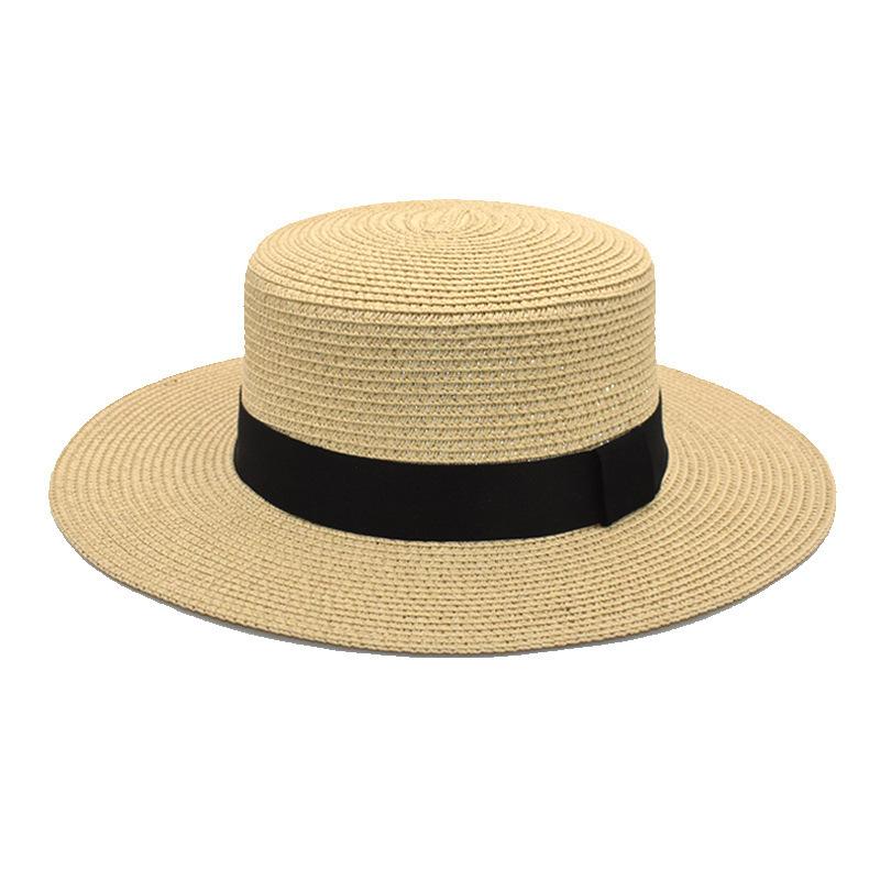 Summer Sun Protection Beach Flat Top Straw Hat Straw Shading Hat Beach Big Eaves Hat