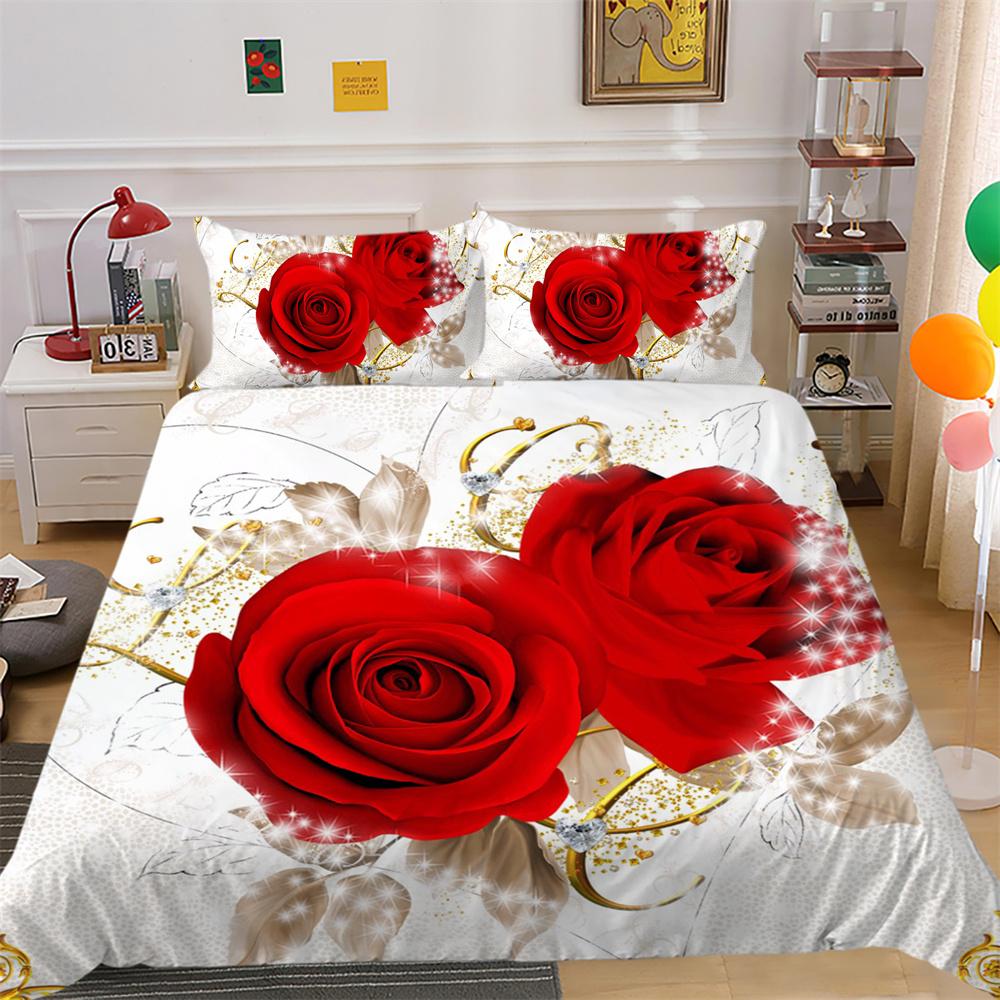 3D Flowers Printing Comforter Cover Set Twin Size Polyester Bedspreads Girl Luxury Soft Home Bedclothes